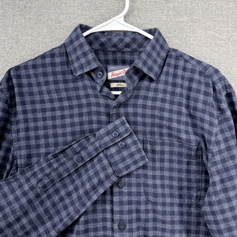 Johnnie O Hangin Out Flannel Shirt Men Size Small Blue Check Long Sleeve
